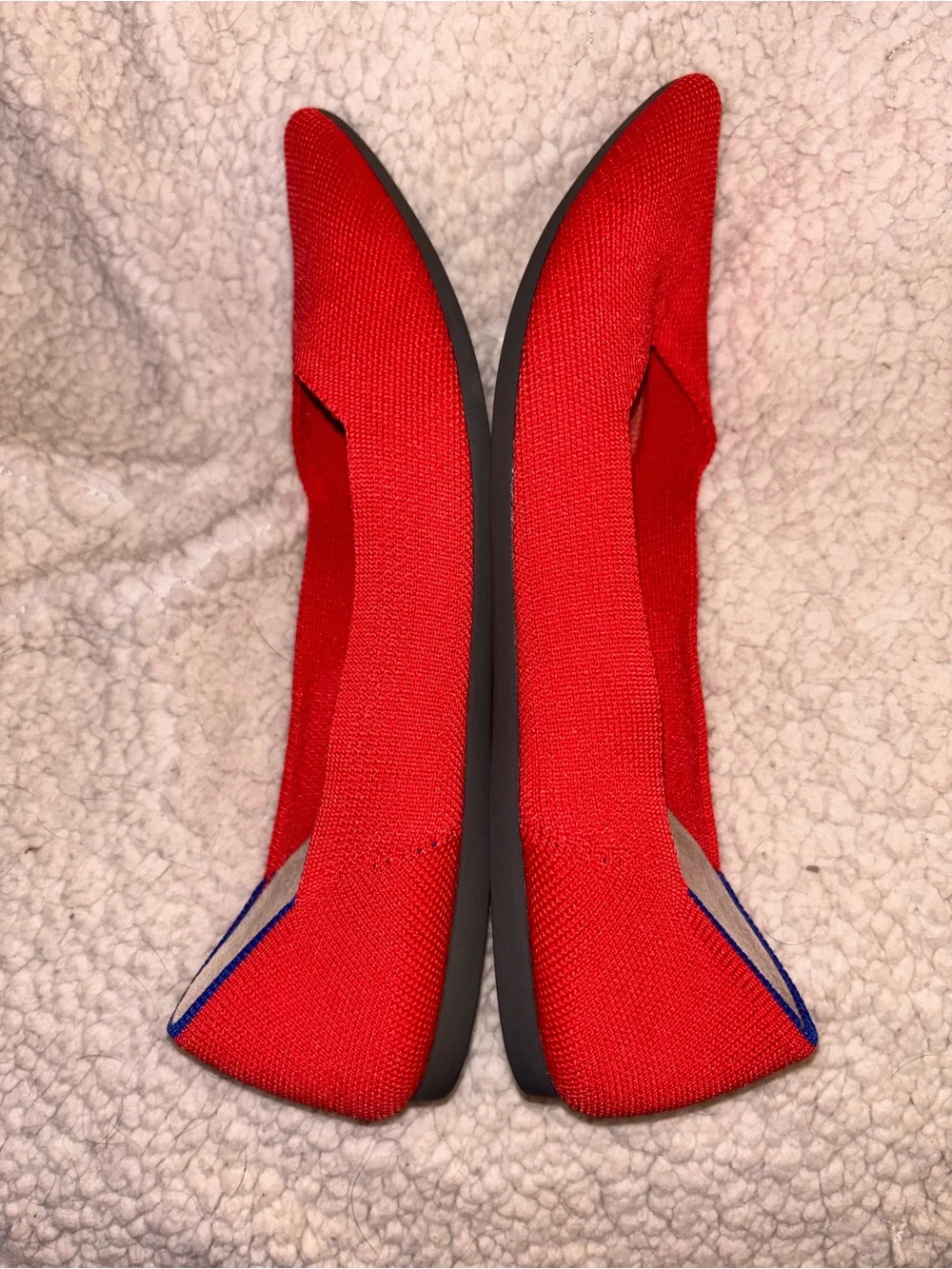 Rothy’s The Point Red Cobalt Blue Trim Pointed Flats Women’s Size 9 US